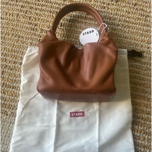 Staud Felix Ruched Leather Too Handle Bag - NEW